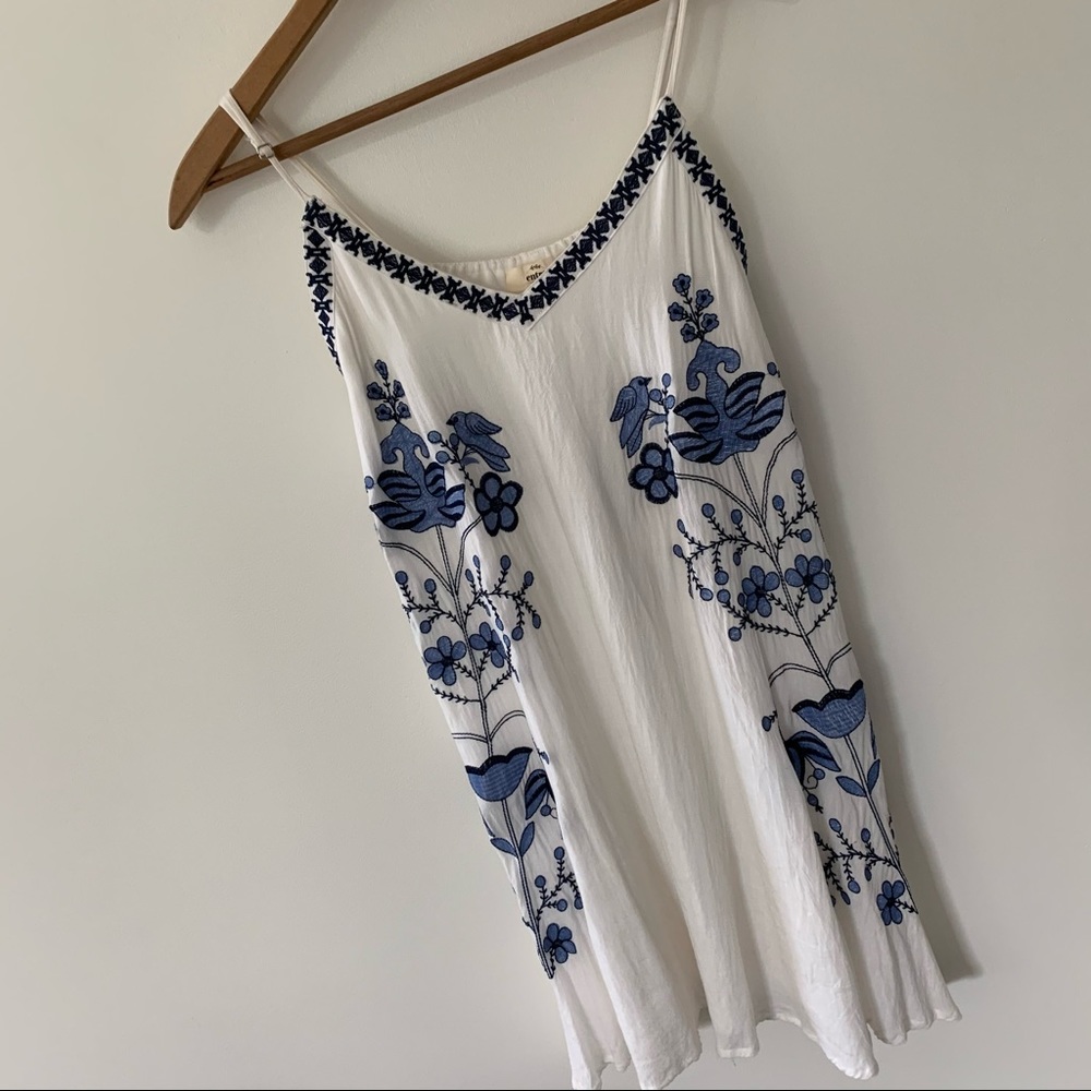 Flowy White Embroidered Dress🕊🌺